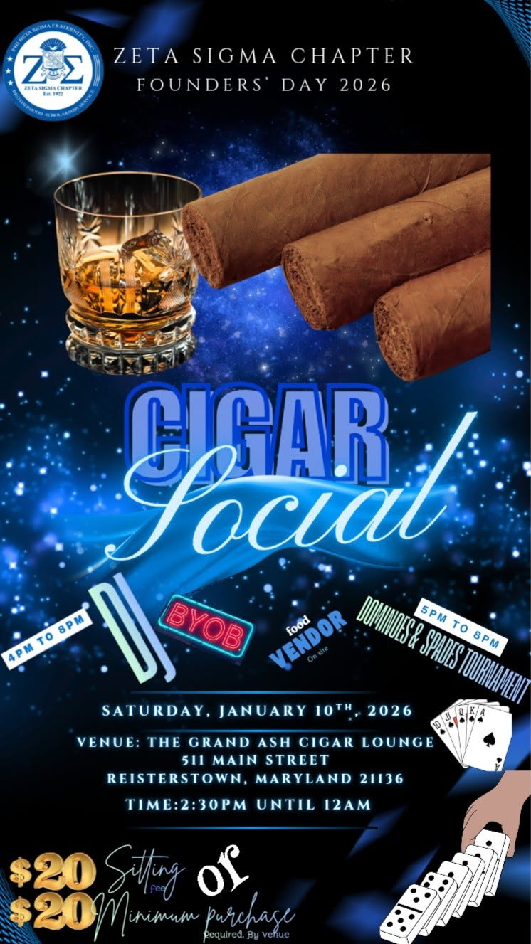 Zeta Sigma Chapter Cigar Social on Saturday January 10, 2026